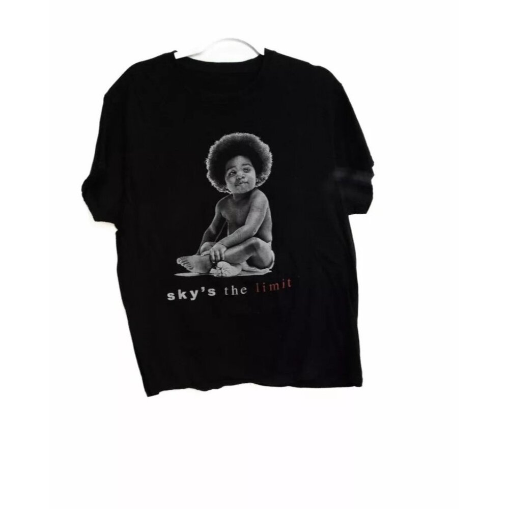 Sky's the Limit Mens Black Cotton T Shirt Graphic Pullover Casual Short Sleeve L